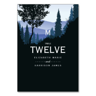 Blauwald, rustikale Hochzeit Tischnummer