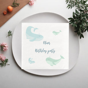 Blauwale Grüne Pastel Ocean Fish Geburtstagsparty Serviette