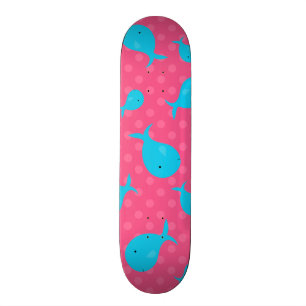 Blauwale rosa Polka-Punkte Skateboard