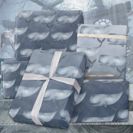 Blauwale unter dem tiefblauen Ozean Geschenkpapier