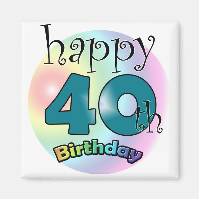 Blauwe Happy 40. Geburtstag Magnet (Vorne)