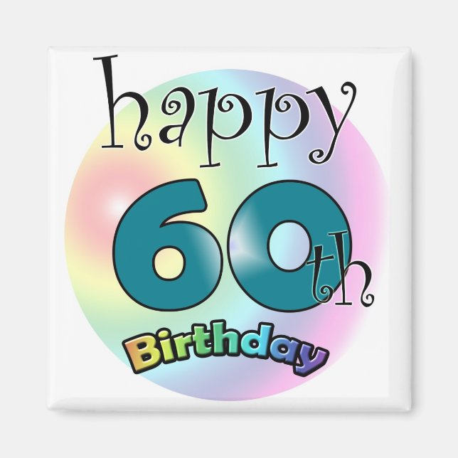 Blauwe Happy 60. Geburtstag Magnet (Vorne)
