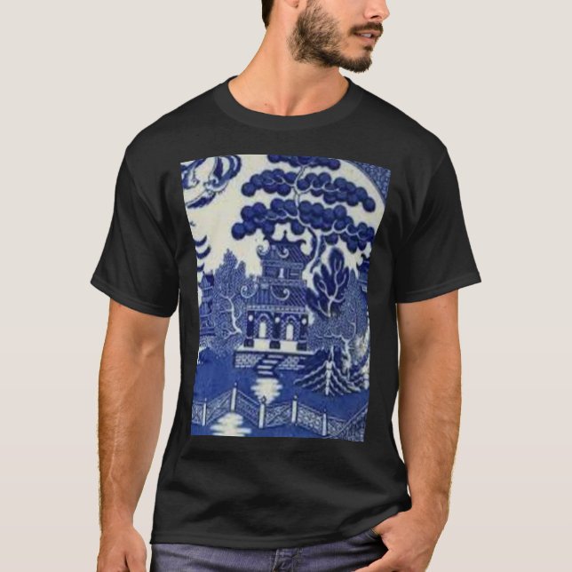 Blauweidenmuster Klassischer T - Shirt (Vorderseite)