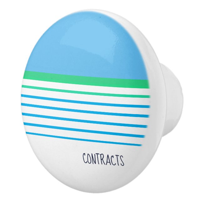 Blauweiß aquamarin, grüngestreifte, moderne Küsten Keramikknauf (Rechts)