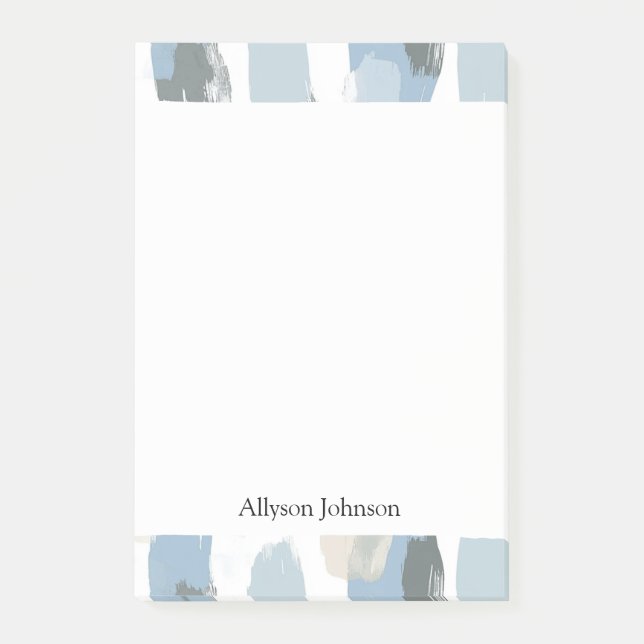 Blauweißcreme Abstrakt Post-it Klebezettel (Vorderseite)