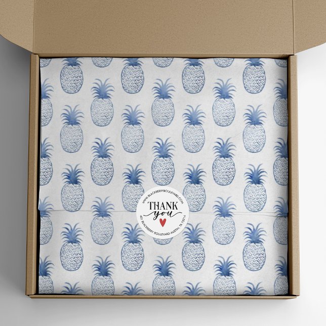Blauweiße Ananas Seidenpapier (Elegant blue pineapple tissue paper. Great for wrapping your gifts, or use in your party decorations)