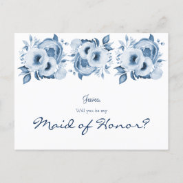 Blauweiße Flora ist meine Trauzeugin Postkarte
