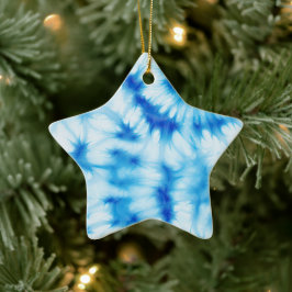 Blauweiße Gefärbte Krawatte Keramik Ornament