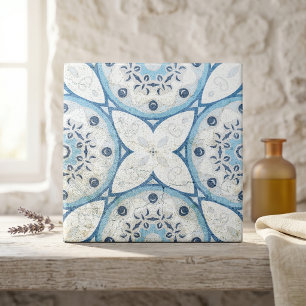 Blauweiße gestörte Stone-Look-Mosaik Fliese