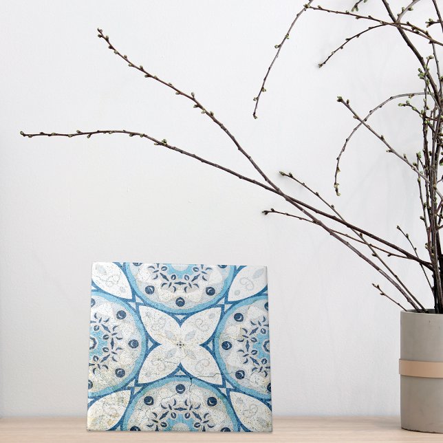 Blauweiße gestörte Stone-Look-Mosaik Fliese (Von Creator hochgeladen)