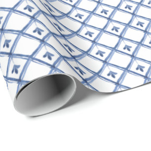 Blauweiße Keramik Look Diamond Muster Geschenk Geschenkpapier