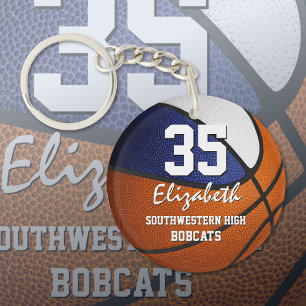 Blauweiße Mannschaftsfarben spielen wie ein Basket Schlüsselanhänger