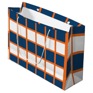 Blauweiße Orangen-Karos geprüft Große Geschenktüte