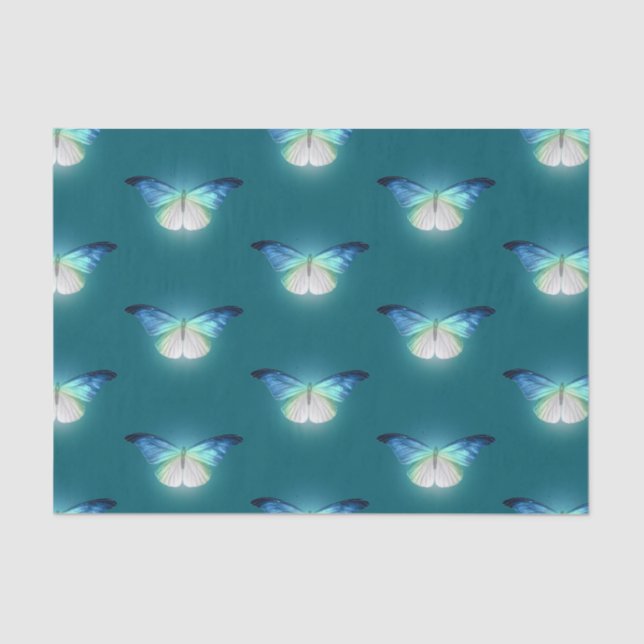Blauweiße Schmetterlinge Seidenpapier (Vorderseite)