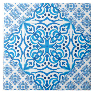 Blauweißer Azulejos Spanische Fliesen Delft Muste