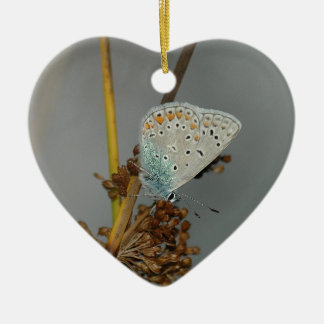Blauweißer Orange mit schwarzem Schmetterling Keramik Ornament