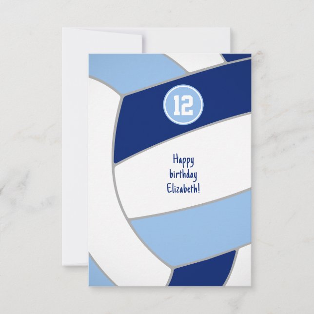 Blauweißer Volleyball Geburtstag oder Glückwünsche Karte (Vorderseite)