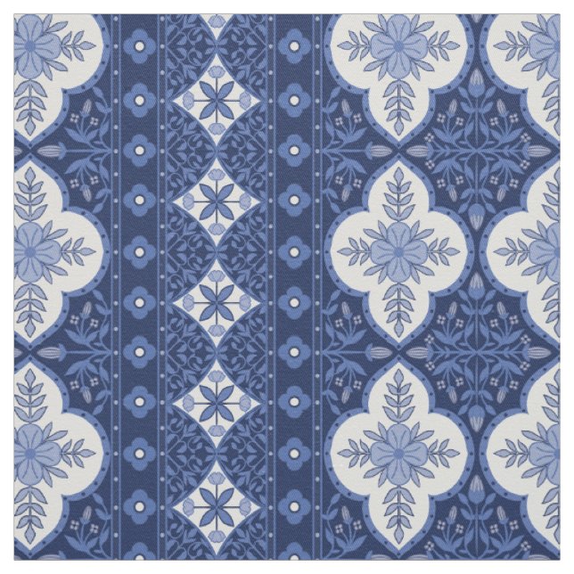 Blauweißes böhmisches Design Stoff (Muster)