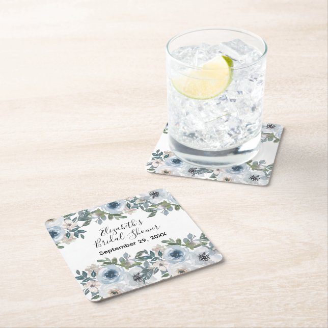 Blauweißes Brautparty Rechteckiger Pappuntersetzer (Vor Ort)