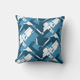 Blauweißes dunkles Turquose-Diagonal-Druckmuster Kissen
