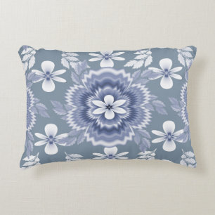 Blauweißes Farbmuster der Blume Dekokissen