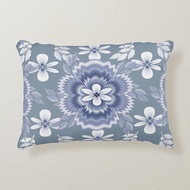 Blauweißes Farbmuster der Blume Dekokissen (Vorderseite)