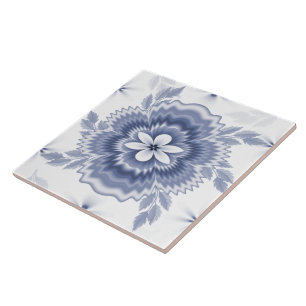 Blauweißes Farbmuster der Blume Fliese