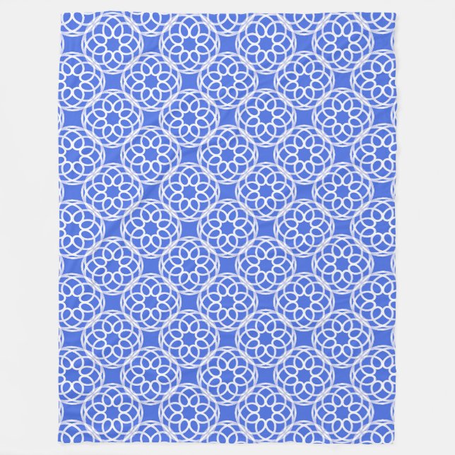 Blauweißes geometrisches Nahtloses Muster Fleecedecke (Vorderseite)
