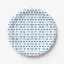 Blauweißes Gingham-Bogen-Muster Pappteller