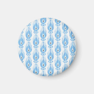 Blauweißes Ikat-Muster Magnet