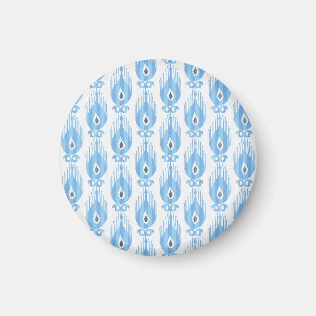Blauweißes Ikat-Muster Magnet (Vorne)