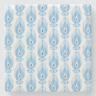Blauweißes Ikat-Muster Steinuntersetzer