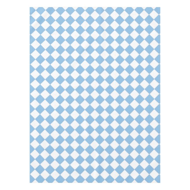 Blauweißes Schachbrett Diamantmuster Tischdecke (Vorderseite)