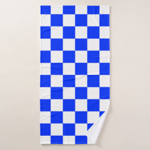 Blauweißes Schachbrettmuster für den Karo Badehandtuch