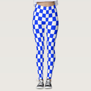 Blauweißes Schachbrettmuster für den Karo Leggings