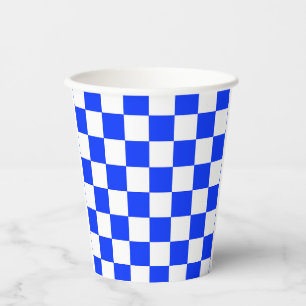 Blauweißes Schachbrettmuster für den Karo Pappbecher