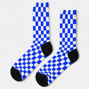 Blauweißes Schachbrettmuster für den Karo Socken