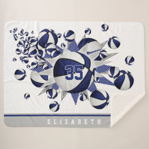 Blauweißes Sportdekor für Basketball Sherpadecke