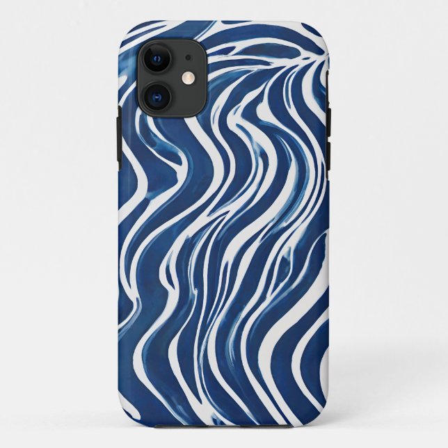 Blauweißes Swirl-Muster 06 Case-Mate iPhone Hülle (Rückseite)