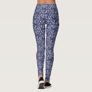 Blauweißes, zackiges Design Leggings