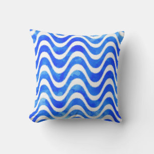 Blauwellen dekorativ Wasserfarbe Kissen
