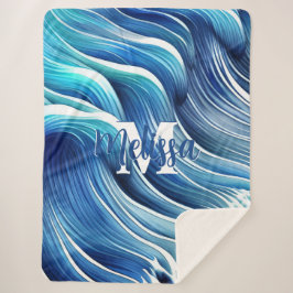 Blauwellenmuster Sherpadecke