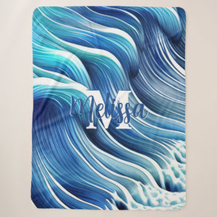 Blauwellenmuster Sherpadecke
