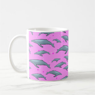 Blauwhale Muster auf rosa Hintergrund Kaffeetasse