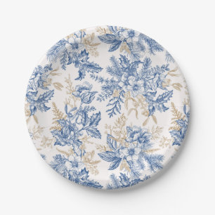 Blauwintermuster für Vintage Blume Pappteller
