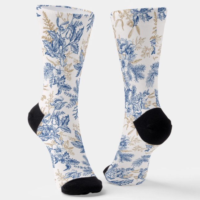 Blauwintermuster für Vintage Blume Socken (Gewinkelt)