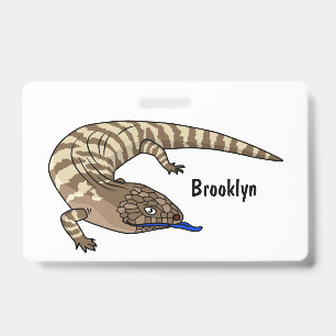 Blauzüngen-Echse Reptil Cartoon Ausweis
