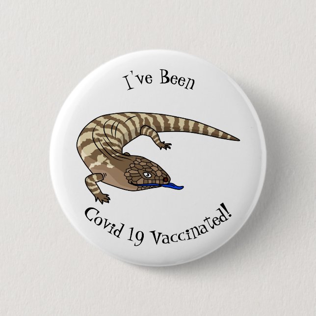 Blauzungenreptilierer Cartoon Button (Vorderseite)