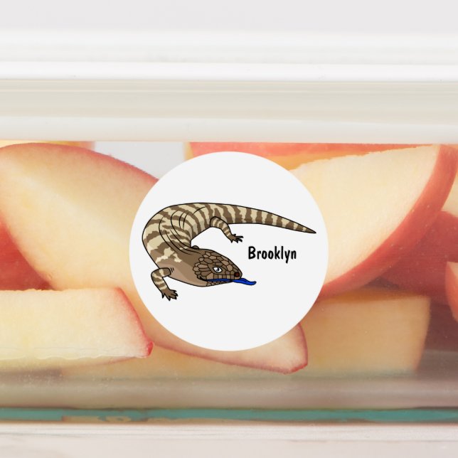 Blauzungenreptilierer Cartoon Etiketten (Befestigt)