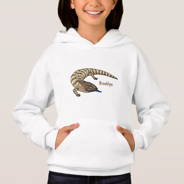 Blauzungenreptilierer Cartoon Hoodie (Vorderseite)